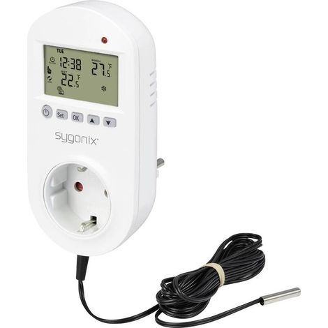 [GEBRAUCHT] B-Ware Sygonix Universalthermostat Zwischenstecker Wochenprogramm 1-70°C Tuya weiß 193g (1/2)