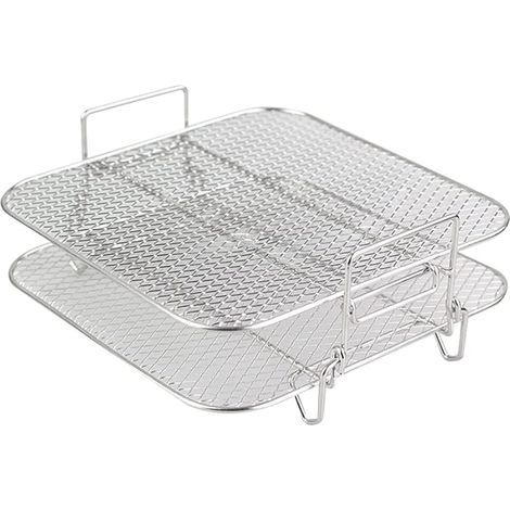 2-Couches Air Fryer Rack Grille Empilable Grille Grille Air Fryer Grille Grille en Acier Inoxydable pour 4.2-5.8QT Air Fryer Cuisine Four Cuiseur Vapeur (1/3)
