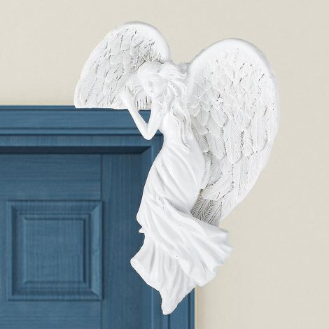Décoration de cadre de porte ange, sculpture d'aile d'ange en résine, statue décorative avec aile en forme de cœur, art créatif premium WallRight (1/5)