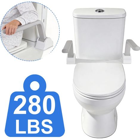 Barra de seguridad para inodoro, aleación de aluminio, capacidad de 150 kg, ángulo ajustable de 60 grados, instalación sin taladros, adecuada para personas mayores y mujeres embarazadas. (1/5)