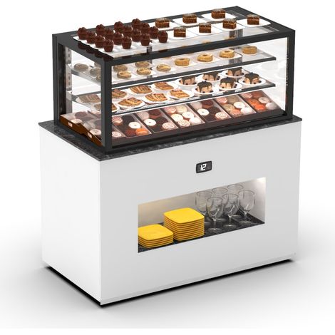 Buffet Neutre Série Integra avec Vitrine Supérieur - Accès Arrière et Frontal -1400 / 1720 mm - Etagères réglables - Sayl (1/2)