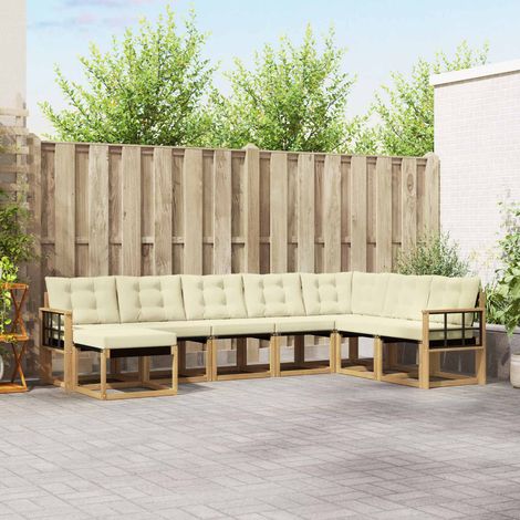 vidaXL Outdoor-Sofagarnitur mit Kissen 8 pcs Weiß und Creme (1/5)