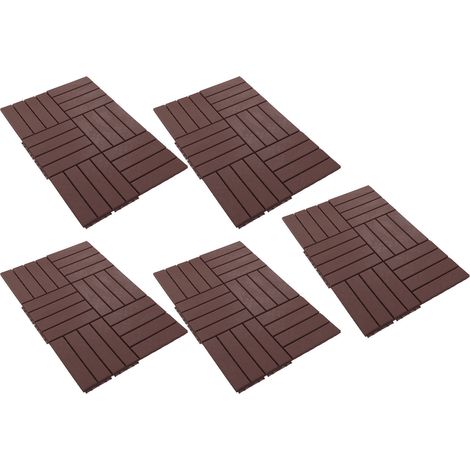 Lot de 30 dalles de terrasse autobloquantes antidérapantes, en plastique imperméable pour extérieur, patio et jardin, couleur café (1/5)