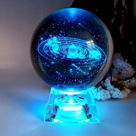 Boule de cristal, gravure laser, décoration de bureau