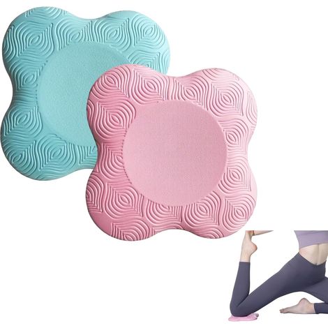 Kindfiber OÜ-Lot de 2 coussinets de genoux pour le yoga – Coussins antidérapants pour yoga, gymnastique, Pilates et aérobic (rose, bleu) (1/5)
