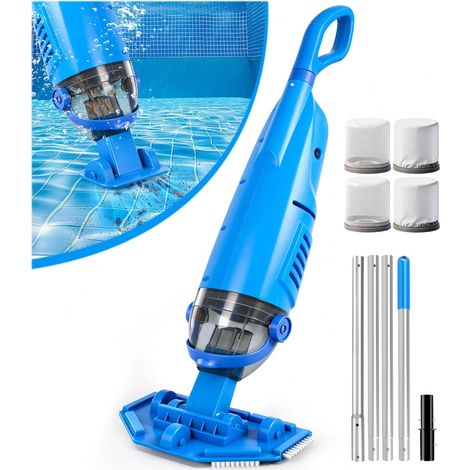 1 Aspirateur Piscine Sans Fil, 4200L/H Débit, Tige Télescopique 2.5m, 4 Filtres, Pour Piscine Hors Sol