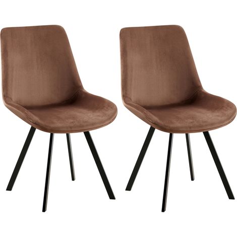 2er Set Esszimmerstuhl Lewes Samt braun
