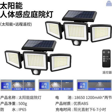 Lampe Solaire Murale Exterieure Etanche avec Detecteur de Mouvement pour Jardin Portail Entree Garage (1/4)