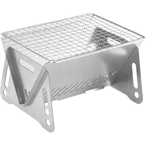 Réchaud à bois de camping pliable en acier inoxydable, léger et portable, idéal pour les pique-niques, les barbecues et la randonnée. (1/5)