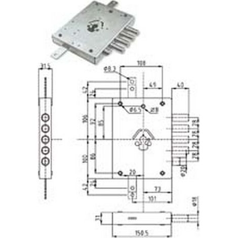 1PZ SERRATURA TRIPL. APPLICARE CILINDRO EUROPEO CON SCROCCO BLINDATE HEAVY MM.7