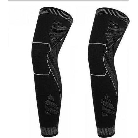 Ynkkvre Beinbandage – Kniebandage – Beinstütze – Lange Kompressionsmanschetten – 360°-Kompression für Knie- und Oberschenkelschutz mit antibakteriellem Material – 2 Stück – Unisex Schwarz (1/5)