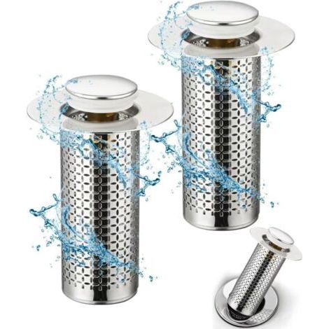 2 Pièces Bonde de Lavabo Universel Pop Up,34-40mm Bouchon de Lavabo Pop-Up Universel avec Filtre Anti-Clogging,Accessoire Bouchon Baignoire pour Lavabo Cuisine Bain (1/5)