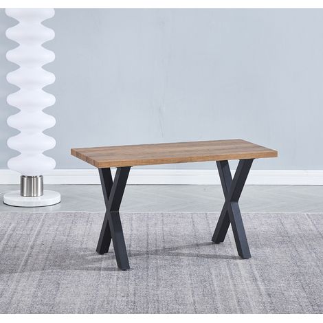 Tabouret de cuisine en MDF avec pieds en métal coloris noir - Longueur 80 x Profondeur 35 x Hauteur 45 cm -PEGANE- (1/2)