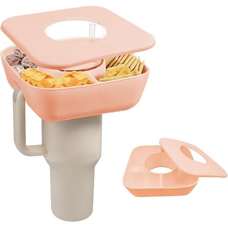 Bol à Snack avec Couvercle pour Stanley Cup 40 Oz, Bol Silicone pour Gobelets Stanley 40oz avec Poignée, Accessoire Anneau à En-cas pour Stanley, Récipient de Stockage pour Porte-Gobelet (1/4)