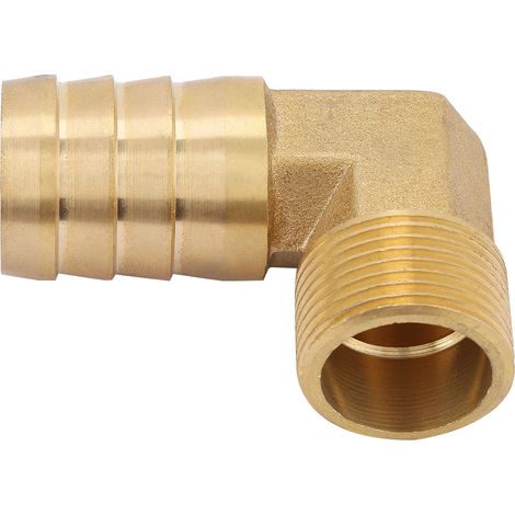 Raccord coudé en laiton à filetage mâle 3/4" avec embout cannelé pour tuyau (25 mm) (1/5)