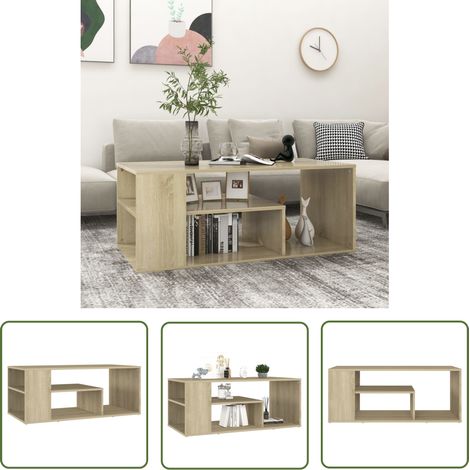 The Living Store Table basse chêne sonoma 100x50x40 cm bois d'ingénierie - Table Basse - Meuble Salon - Table D'appoint - Table En Bois - Design Moderne
