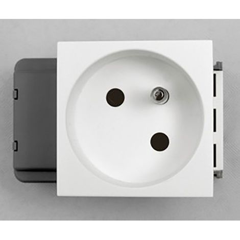 Prise 2P+T appareillage 45 Logix à connexion auto pour goulottes, colonnes et colonnettes blanc Artic (49041)