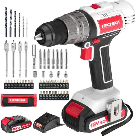 Perceuse Visseuse Sans fil 18 V, Perceuse avec Batterie 2,0 Ah, Perceuse Sans fil Max 45 Nm, 2 Vitesses, Couple 21+3, Visseuse Deviseuse Sans fil avec 55 accessoires (1/5)