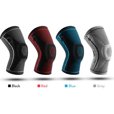 Genouillère de soutien pour hommes et femmes, 1 pièce, avec stabilisateurs latéraux, coussinet en Silicone, manches de sport pour haltérophilie, Powerlifting, course à pied (1/5)