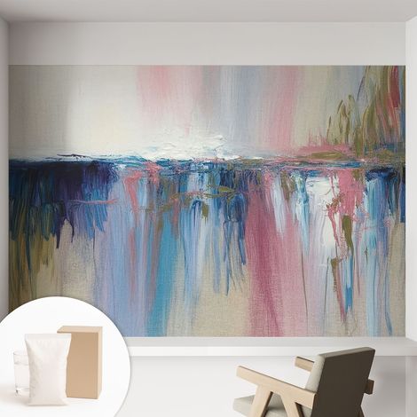 Tapete Vliestapete mit Kleber- abwaschbar - Raumgestaltung Schlafzimmer Wohnzimmer Tapete Farbenfrohe Abstraktion 152x104 cm (1/5)
