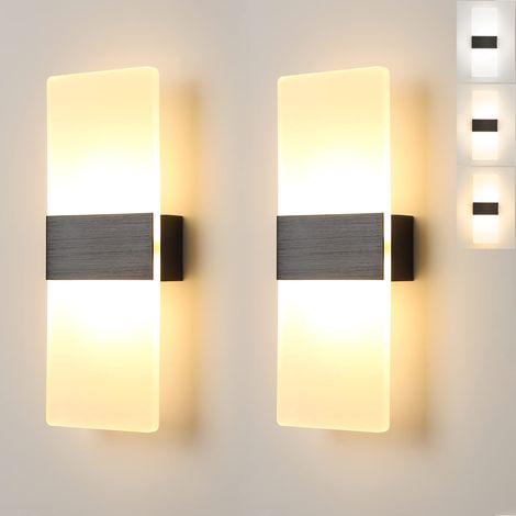 Lot de 2 appliques murales LED, lampe de chevet, applique murale d'intérieur, luminaires décoratifs modernes, 3 températures de couleur réglables (1/5)