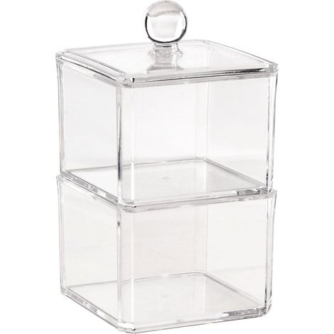 Ad Trend Contenitore Portaoggetti 2 Scomparti 10 x 10 Cm H 17 Cm Trasparente