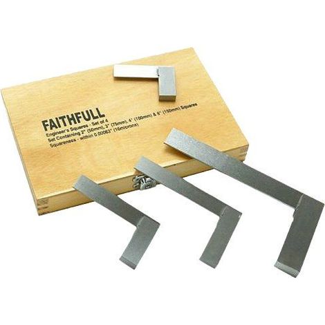 Faithfull Equerres d'ingenieurs 4 pieces 5 cm (2") / 7,6 cm (3") / 10 cm (4") / 15,2 cm (6") (Import Grande Bretagne)
