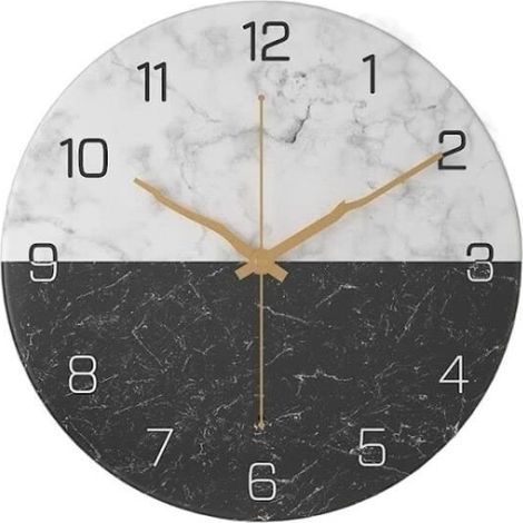 Grande horloge murale de 30 cm, horloge murale sans bruit de tic-tac, horloges murales modernes,Combinaison blanche et noire (1/2)