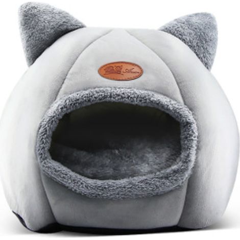 Tente-lit pour chat/petit chien en velours auto-chauffant 2 en 1 avec coussin amovible et lavable, confortable et idéale pour les petits chiens. (1/5)