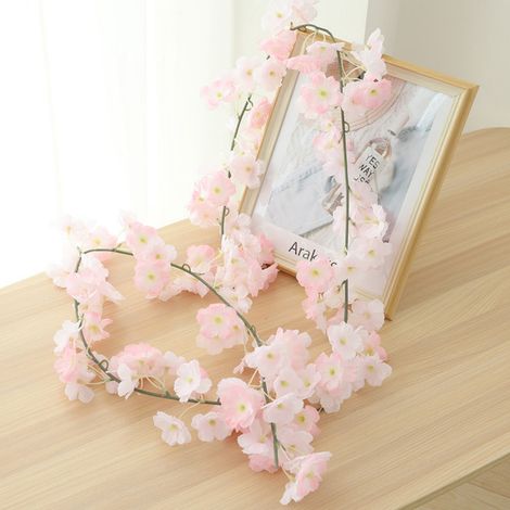 Guirlande Fausse Fleurs - Cerisier En Fleurs - 144 Fleurs Double Pétales - 1,8 M - Décoration Murale Pour Mariage Arch Déco Maison (1/4)