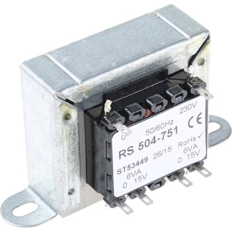 Transformateur à montage sur châssis, Vin 230V c.a., Vout 15V c.a., 2 sorties, 12VA ( Prix pour 1 )