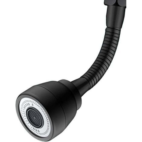 Küchenspülen-Brausekopf mit 3 Strahlarten. 360°-Küchenarmatur-Brausekopf. Wassersparadapter. Schwenkbarer Armaturen-Luftsprudler (schwarz). (1/5)