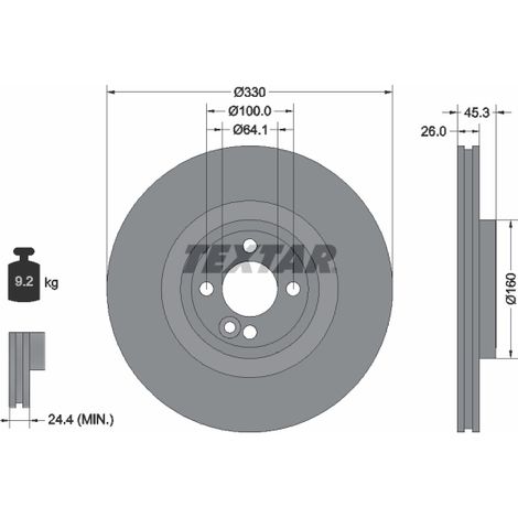 Lot de 2 Disques de frein Textar 92275403 MINI 34116858071 6858071