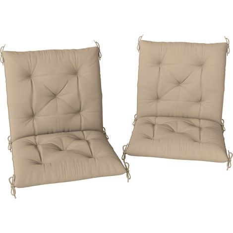 Set di 2 cuscini per sedie da esterno, cuscini per sedie con lacci, cuscini da giardino 98 x 50 x 8 cm beige