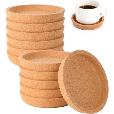 Runde Korkuntersetzer mit erhöhtem Rand, saugfähig, hitzebeständig, stapelbar, für Zuhause, Büro, Restaurant, Café (1/5)