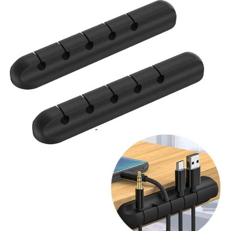 Set mit 2 Kabelclips für Schreibtische  Kabelhalter – Telefonkabelhalter zur Schreibtischmontage (Zuhause, Studentenzimmer, Büro) (1/5)