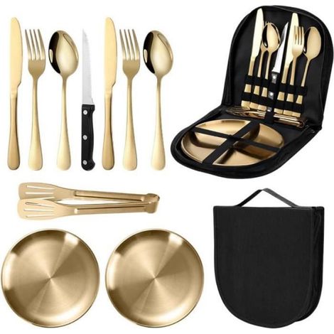 Ensemble de Couverts de Table 10 Pièces,Modern Cutlery Tableware Utensils Set for Picnic and Other Outdoor Activities (1/5)