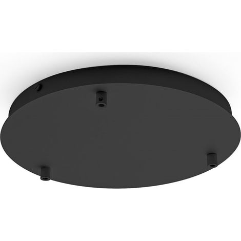 Rosace ronde en métal Alice noire IP20 pour suspensions - Base de plafond moderne, connexion 3 trous, installation facile