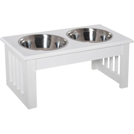 Hunde-Futterstation, rutschfest, 44 x 24 x 15cm, Weiß, 0,9L pro Napf