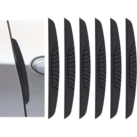Set of 6 premium car door sill protectors - black rubber (1/4)