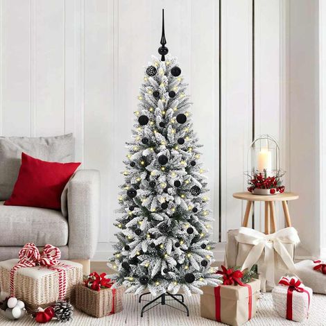 vidaXL Sapin de Noël artificiel avec 150 LED avec support Blanc 150 cm (1/5)