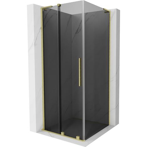 Mexen Velar L cabina doccia scorrevole 110 x 110 cm, grafite, oro spazzolato - 871-110-110-43-55 (1/5)