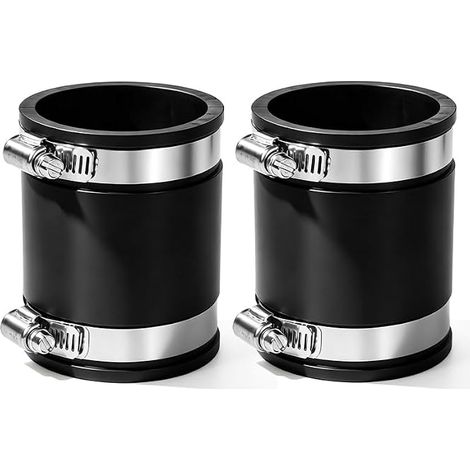 2Pièces Accouplement de Tuyau Flexible, Connecteur de Tuyau en Caoutchouc Noir avec Collier en Acier Inoxydable pour Égout Drainage Ventilation - 40x50x70mm (1/5)