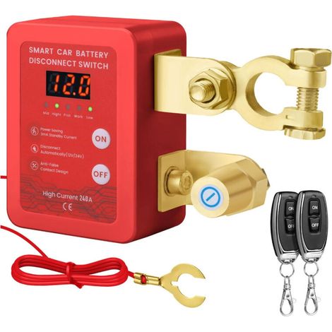 Interruttore di disconnessione universale della batteria 12V/24V per camion – Telecomando intelligente, protezione da scarica, indicatore elettrico rosso, alta corrente