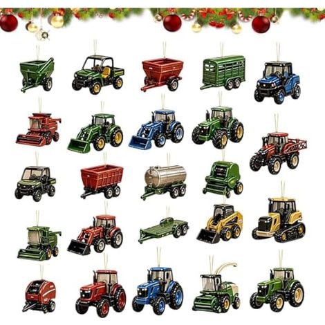 Christmas Countdown Calendar, 2D Acrylic Farm Machine 24 Day Pendant Set (1/5)