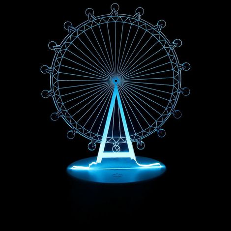 Lampe de table grande roue 3D LED acrylique à couleurs changeantes avec interrupteur tactile (1/5)