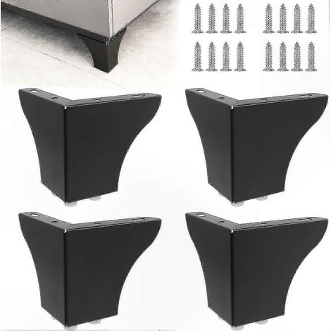 Un ensemble de 4 pieds de meubles triangulaires, 10 cm de haut, pieds de canapé en métal, pour remplacement à faire soi-même. (1/5)