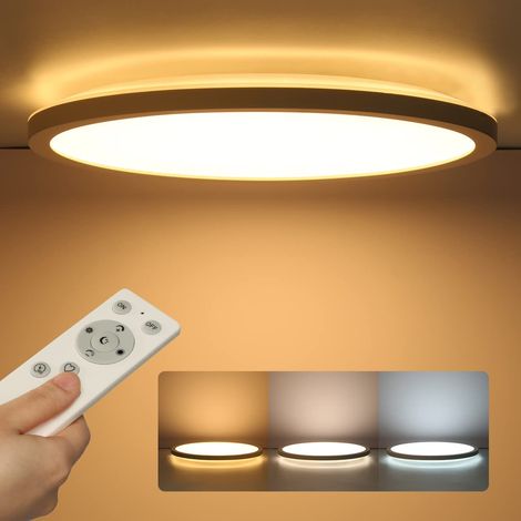 Plafonnier LED dimmable et télécommande moderne - 30cm 24W IP44 3000K-6500K Rond Blanc - Chambre salle de bain salle à manger cuisine (1/5)