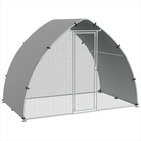 Poulailler en acier galvanisé avec toit anti-UV 5,75 m² Argent (1/5)