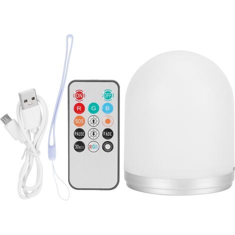 Veilleuse USB rechargeable LED avec télécommande, lampe de chevet dimmable portable, changement de couleur RGB (1/5)